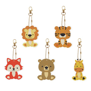 5pcs Animal Lion Double Sided Keychain
