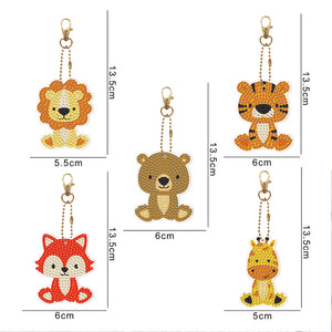5pcs Animal Lion Double Sided Keychain