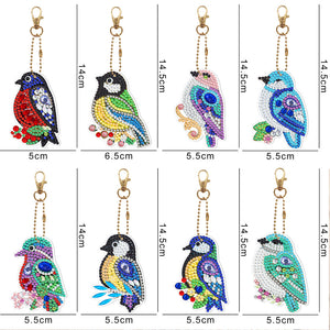 8pcs Bird Double Sided Keychain