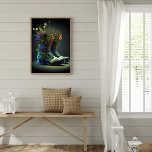 Flower Boots-Full Round Drill Diamond Painting-30x40cm
