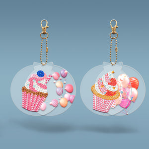 2pcs Cake Double Sided Keychain