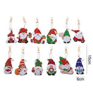 12pcs Santa Claus Christmas Double Sided Keychain