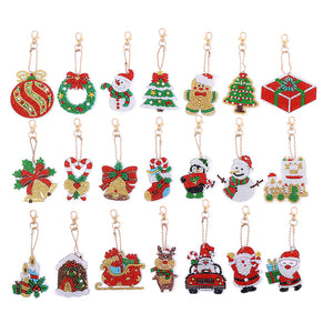 12pcs Santa Claus Christmas Double Sided Keychain