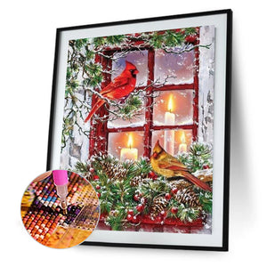 Christmas Bird-Full Round Diamond Painting-30x40cm