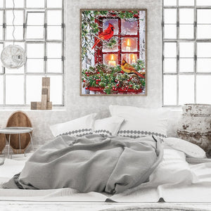 Christmas Bird-Full Round Diamond Painting-30x40cm
