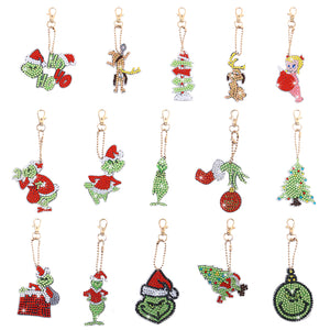 12pcs Santa Claus Christmas Double Sided Keychain