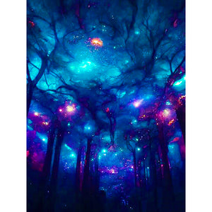 Mountain Forest-Full Round Diamond Painting-30x40cm