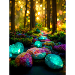 Mountain Forest-Full Round Diamond Painting-30x40cm