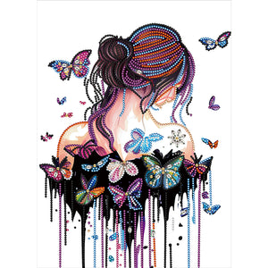 Butterfly Girl Back-Partial Special Diamond Painting-30x40cm