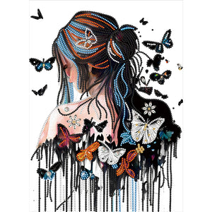 Butterfly Girl Back-Partial Special Diamond Painting-30x40cm
