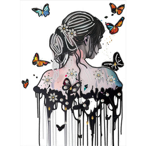 Butterfly Girl Back-Partial Special Diamond Painting-30x40cm