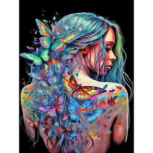Tattoo Girl-Full Round Diamond Painting-30x40cm