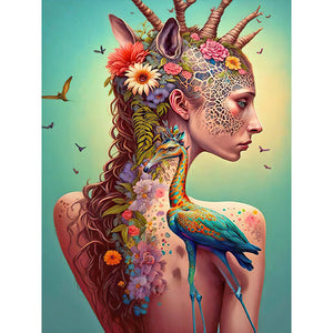Tattoo Girl-Full Round Diamond Painting-30x40cm