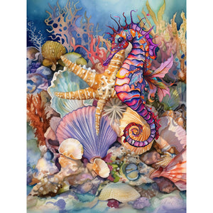 Seahorse-Full Round Diamond Painting-30x40cm
