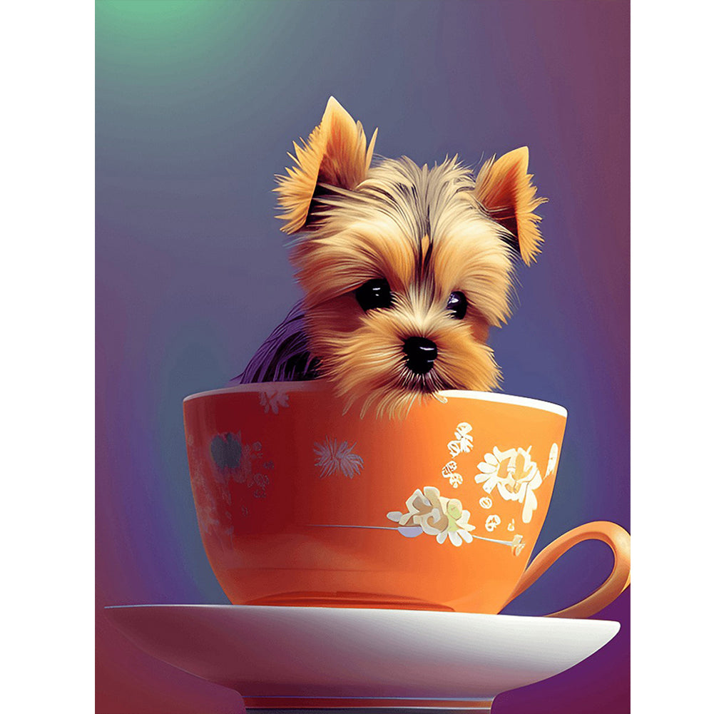 Animal in a cup-Full Round Diamond Painting-30x40cm