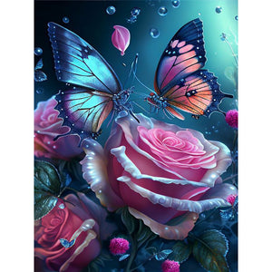 Butterfly Rose-Full Round Diamond Painting-30x40cm