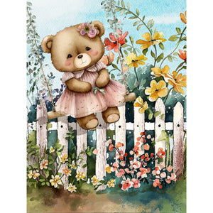 Cartoon Bear-Full Round Diamond Painting-30x40cm