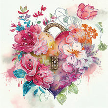 Load image into Gallery viewer, Flower Love Lock-Partial Special Diamond Painting-30x30cm
