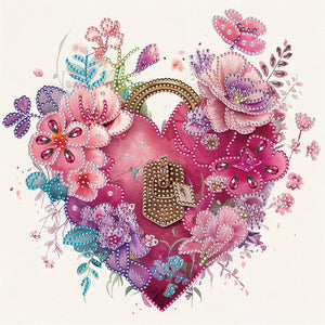 Flower Love Lock-Partial Special Diamond Painting-30x30cm