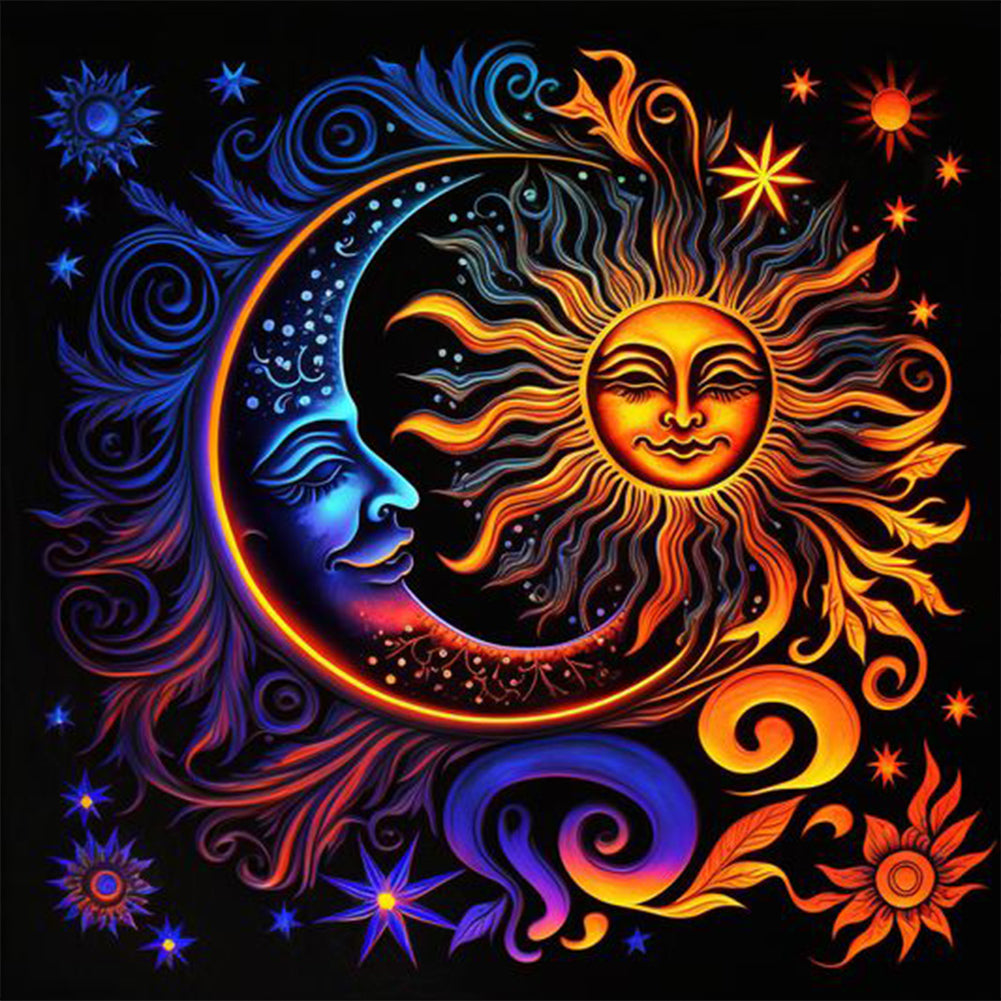 Star Moon-Full Round Diamond Painting-30x30cm