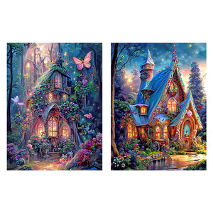 Flower House-Full Round Diamond Painting-30x40cm