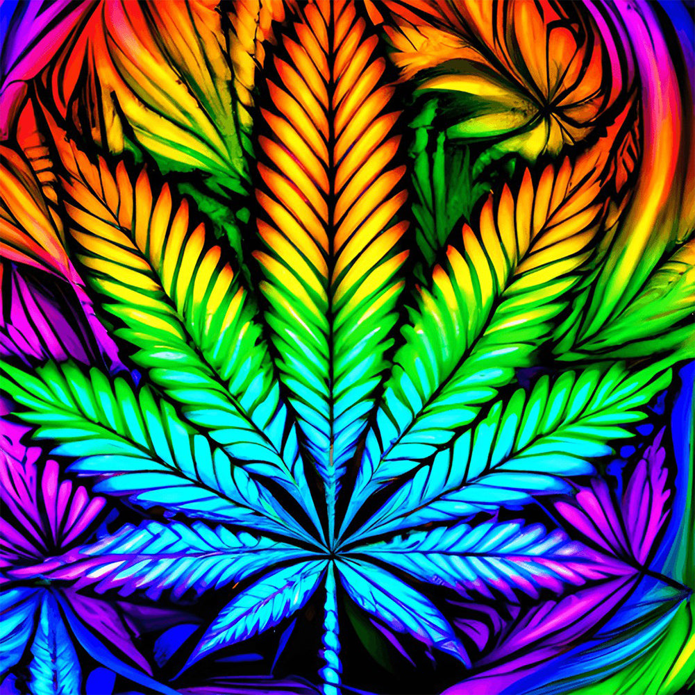 Cannabis Leaves-Full Round Diamond Painting-30x30cm