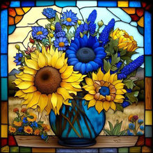 Load image into Gallery viewer, Stained Glass Sunflower-Full Round Diamond Painting-35x35cm
