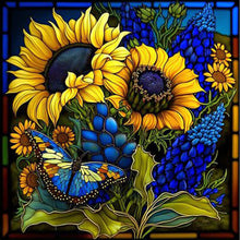 Load image into Gallery viewer, Stained Glass Sunflower-Full Round Diamond Painting-35x35cm
