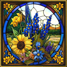 Load image into Gallery viewer, Stained Glass Sunflower-Full Round Diamond Painting-35x35cm
