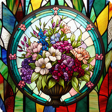 Load image into Gallery viewer, Stained Glass Bouquet-Full Round Diamond Painting-30x30cm
