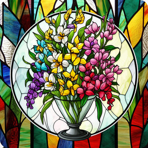 Stained Glass Bouquet-Full Round Diamond Painting-30x30cm