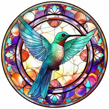 Load image into Gallery viewer, Stained Glass Hummingbird-Full Round Diamond Painting-30x30cm
