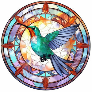 Stained Glass Hummingbird-Full Round Diamond Painting-30x30cm