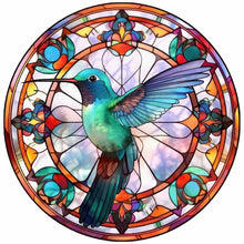 Load image into Gallery viewer, Stained Glass Hummingbird-Full Round Diamond Painting-30x30cm
