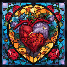 Load image into Gallery viewer, Stained Glass Heart-Full Round Diamond Painting-30x30cm
