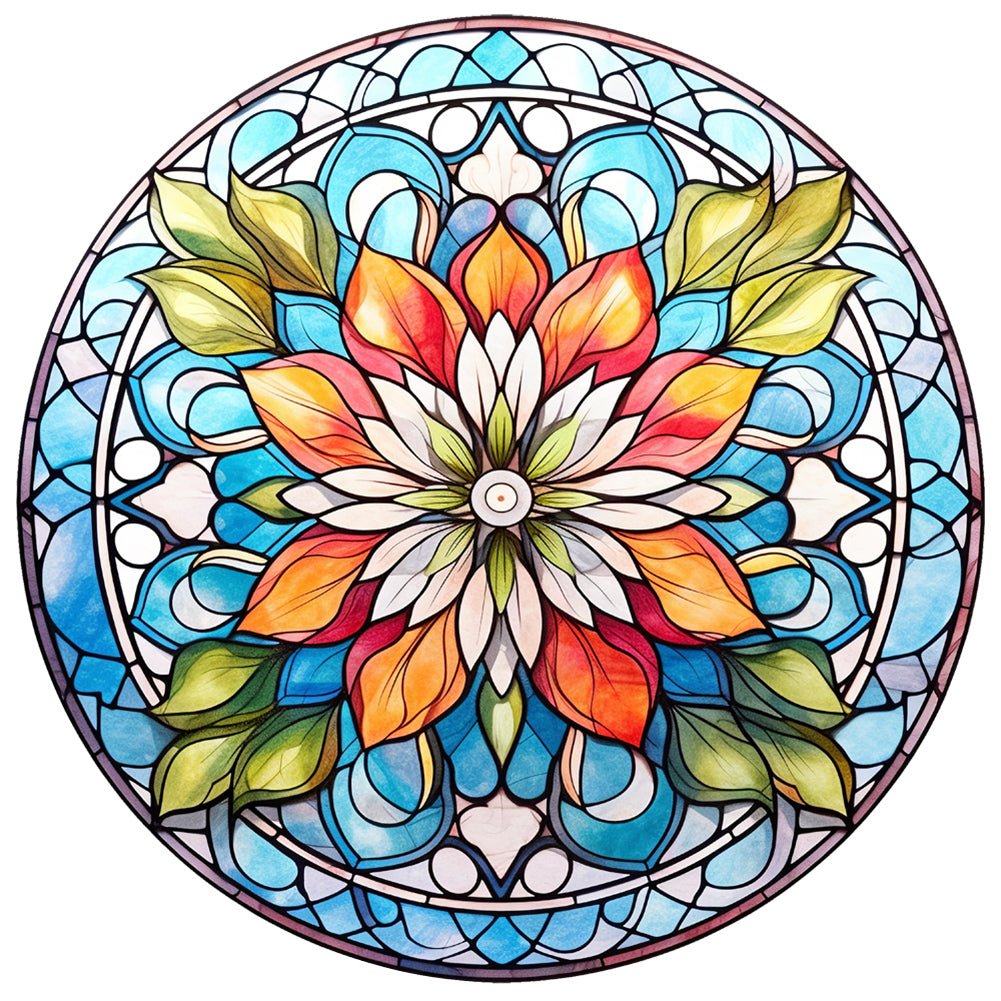 Stained Glass Flower-Full Round Diamond Painting-30x30cm