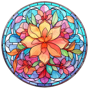 Stained Glass Flower-Full Round Diamond Painting-30x30cm