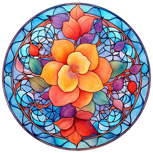 Stained Glass Flower-Full Round Diamond Painting-30x30cm
