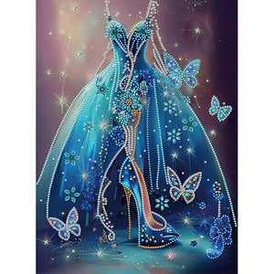 Blue Wedding Dress-Partial Special Diamond Painting-30x40cm