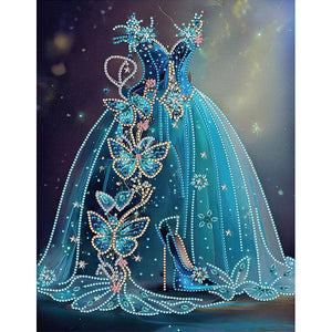 Blue Wedding Dress-Partial Special Diamond Painting-30x40cm