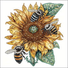Load image into Gallery viewer, Sunflower Bee-Partial Special Diamond Painting-30x30cm
