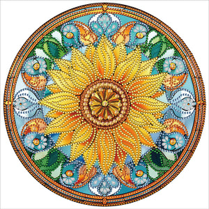 Stained Glass Sunflower-Partial Special Diamond Painting-30x30cm