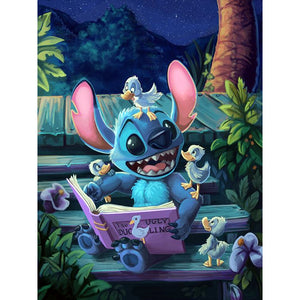 Stitch And The Duck-Full Round Diamond Painting-30x40cm