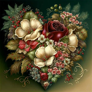 Love Flower Frame-Full Round Diamond Painting-30x30cm