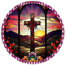 Load image into Gallery viewer, Stained Glass Cross-Full Round Diamond Painting-30x30cm
