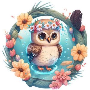 Summer Swimming Owl-Full Round Diamond Painting-30x30cm