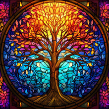 Load image into Gallery viewer, Stained Glass Tree-Full Round Diamond Painting-30x30cm
