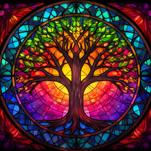 Load image into Gallery viewer, Stained Glass Tree-Full Round Diamond Painting-30x30cm
