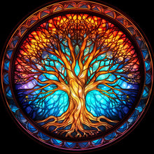 Load image into Gallery viewer, Stained Glass Tree-Full Round Diamond Painting-30x30cm
