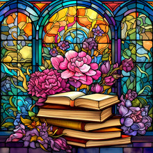 Load image into Gallery viewer, Stained Glass Book-Full Round Diamond Painting-30x30cm
